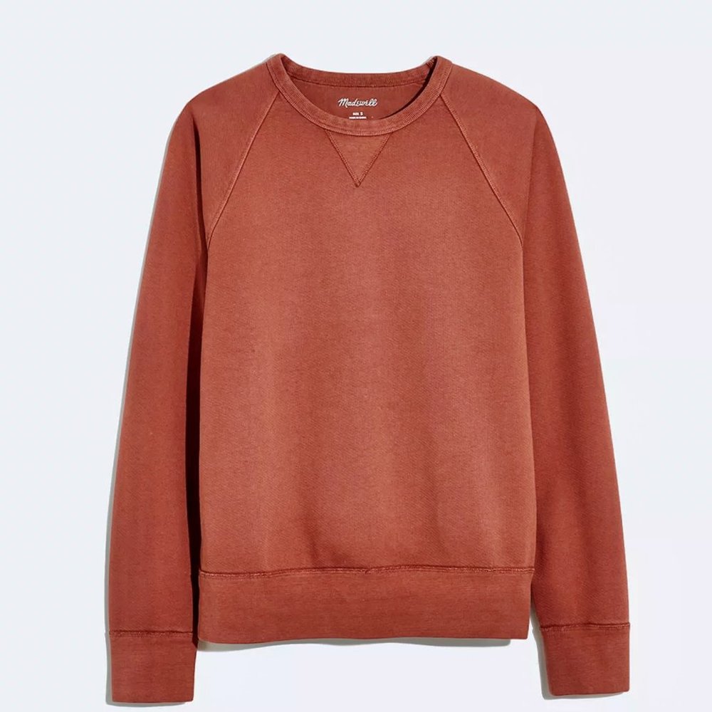 Madewell Garment-Dyed Crewneck Sweatshirt Burnt Umber